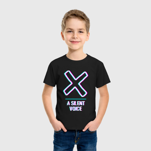 Детская футболка хлопок Символ A Silent Voice в стиле glitch, цвет черный - фото 3