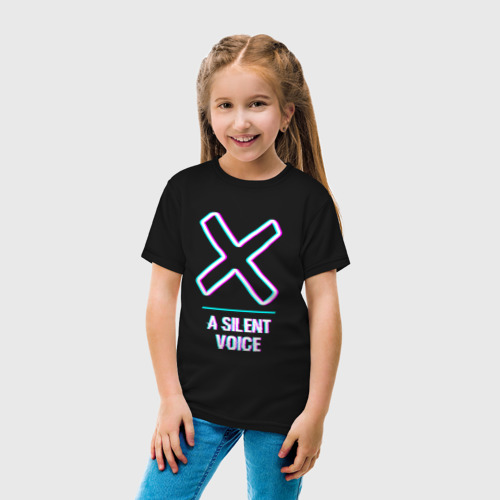 Детская футболка хлопок Символ A Silent Voice в стиле glitch, цвет черный - фото 5