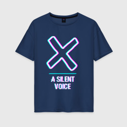 Женская футболка хлопок Oversize Символ A Silent Voice в стиле glitch