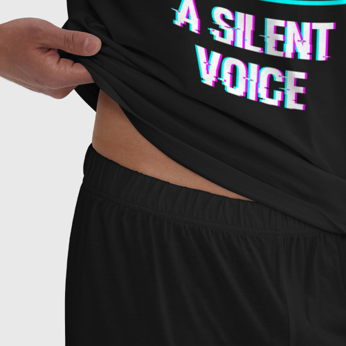 Мужская пижама хлопок Символ A Silent Voice в стиле glitch, цвет черный - фото 6
