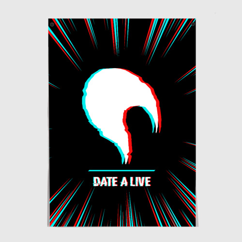 Постер Символ Date A Live в стиле glitch на темном фоне