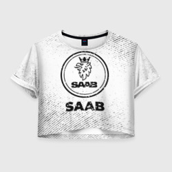 Женская футболка Crop-top 3D Saab с потертостями на светлом фоне