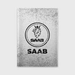 Обложка для автодокументов Saab с потертостями на светлом фоне