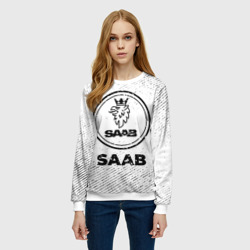 Женский свитшот 3D Saab с потертостями на светлом фоне - фото 2