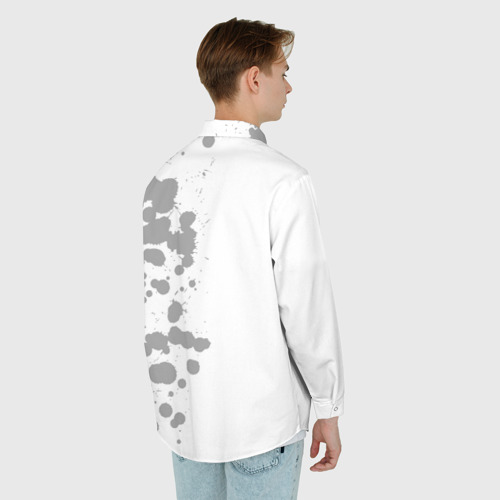 Мужская рубашка oversize 3D с принтом Counter Strike 2 glitch на светлом фоне: по-вертикали, вид сзади #2