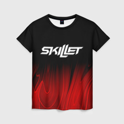 Женская футболка 3D Skillet red plasma