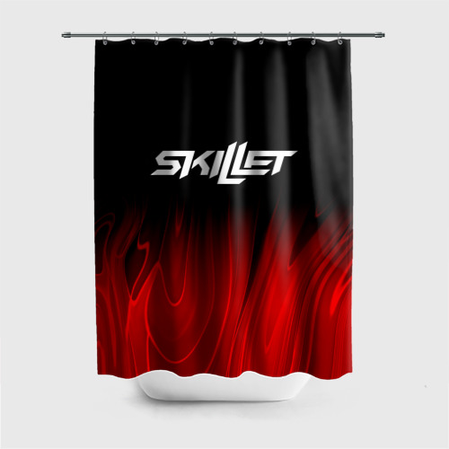 Штора 3D для ванной Skillet red plasma