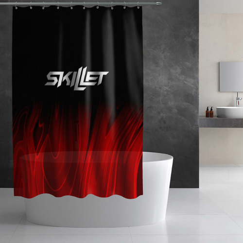 Штора 3D для ванной Skillet red plasma - фото 3