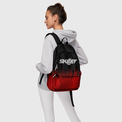 Рюкзак с принтом Skillet red plasma для любого человека, вид спереди №4. Цвет основы: белый