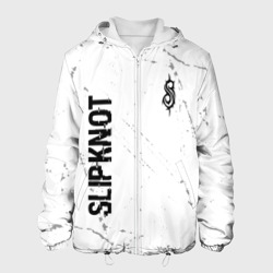 Мужская куртка 3D Slipknot glitch на светлом фоне: надпись, символ