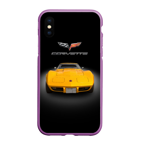 Чехол для iPhone XS Max матовый Американский маслкар Chevrolet Corvette Stingray, цвет фиолетовый