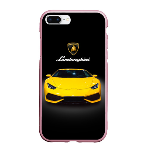 Чехол для iPhone 7Plus/8 Plus матовый Итальянский спорткар Lamborghini Aventador, цвет розовый