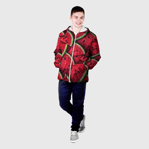 Мужская куртка 3D Сочны паттерн из долек арбуза, цвет 3D печать - фото 3