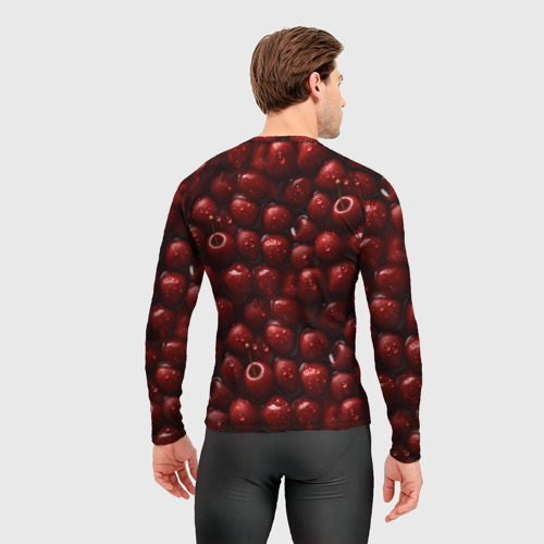 Мужской рашгард 3D с принтом Сочная текстура из вишни, вид сзади #2