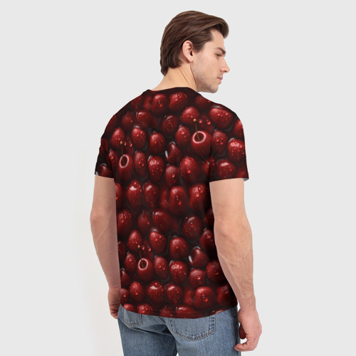 Мужская футболка 3D с принтом Сочная текстура из вишни, вид сзади #2