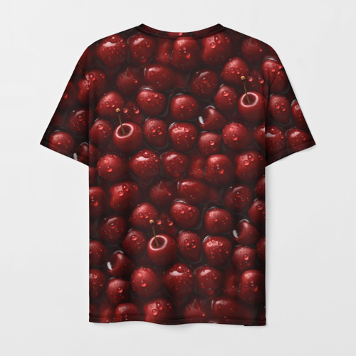 Мужская футболка 3D с принтом Сочная текстура из вишни, вид сзади #1