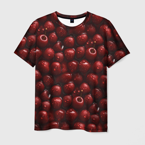 Мужская футболка 3D с принтом Сочная текстура из вишни, вид спереди #2