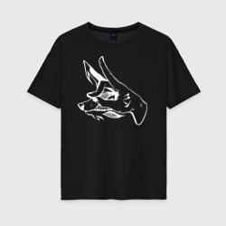Женская футболка хлопок Oversize Человек-бензопила демон лисы