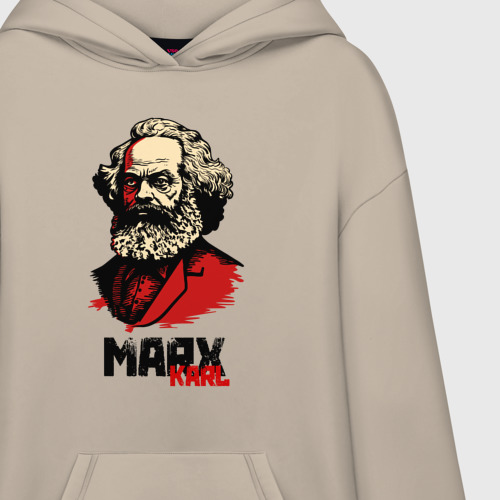 Худи SuperOversize хлопок Karl Marx - 3 цвета, цвет миндальный - фото 3