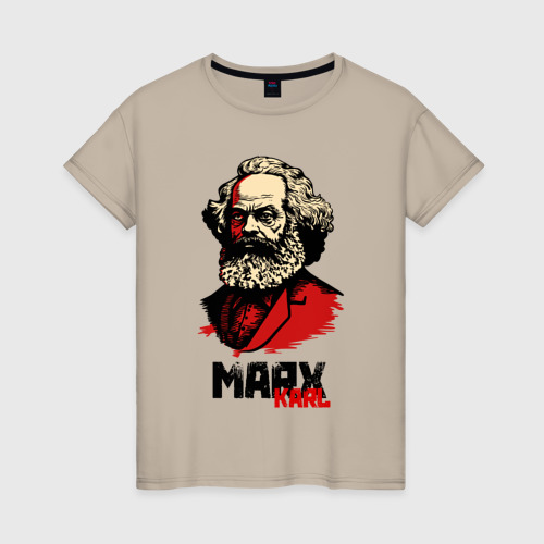 Женская футболка хлопок Karl Marx - 3 цвета, цвет миндальный