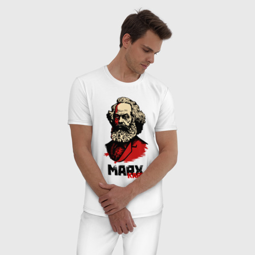 Мужская пижама хлопок Karl Marx - 3 цвета, цвет белый - фото 3