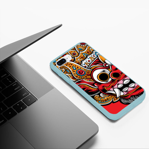 Чехол для iPhone 7Plus/8 Plus матовый Barong - Bali - tattoo, цвет мятный - фото 5