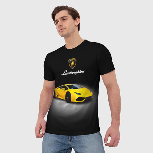 Мужская футболка 3D Спорткар Lamborghini Aventador, цвет 3D печать - фото 3