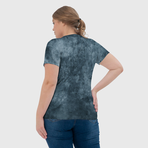 Женская футболка 3D С акулой в стиле Арт на синем мраморе, цвет 3D печать - фото 7