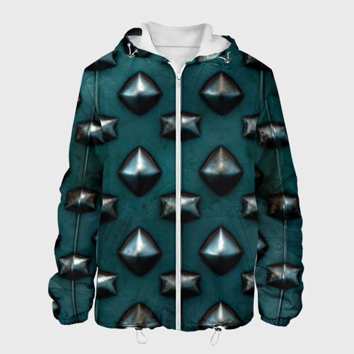 Мужская куртка 3D с принтом Зелёная шипованная броня, вид спереди #2