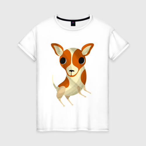 Женская футболка из хлопка с принтом Басенджи пёс, вид спереди №1