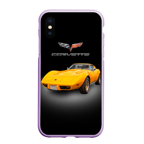 Чехол для iPhone XS Max матовый Американский спорткар Chevrolet Corvette Stingray, цвет сиреневый