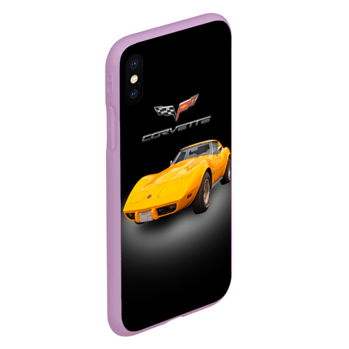 Чехол для iPhone XS Max матовый Американский спорткар Chevrolet Corvette Stingray, цвет сиреневый - фото 3