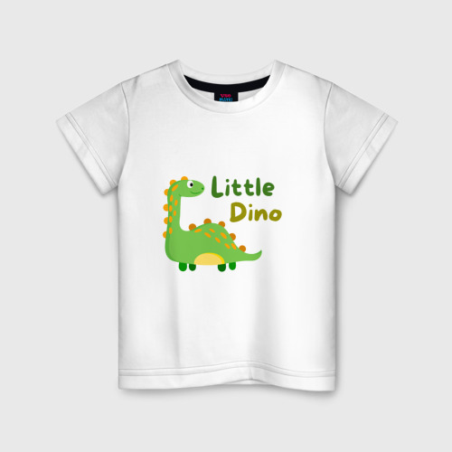Детская футболка из хлопка с принтом Маленький динозаврик, вид спереди №1