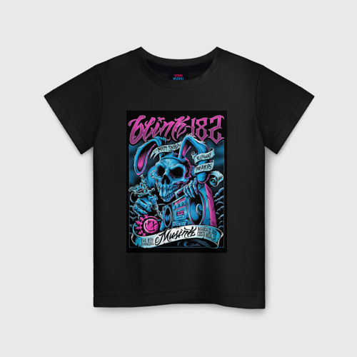 Детская футболка хлопок с принтом Blink 182 рок группа, вид спереди #2