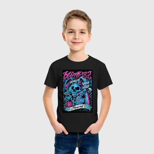 Детская футболка хлопок с принтом Blink 182 рок группа, фото на моделе #1