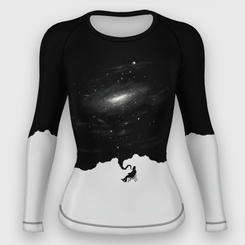 Женский рашгард 3D Черно-белая галактика, цвет 3D печать