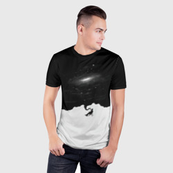 Мужская футболка 3D Slim Черно-белая галактика - фото 2