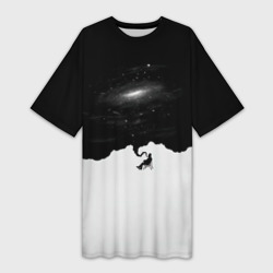 Платье-футболка 3D Черно-белая галактика