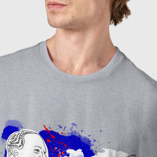 Мужская футболка хлопок Мартин Лютер Кинг лайн арт портрет, цвет меланж - фото 6