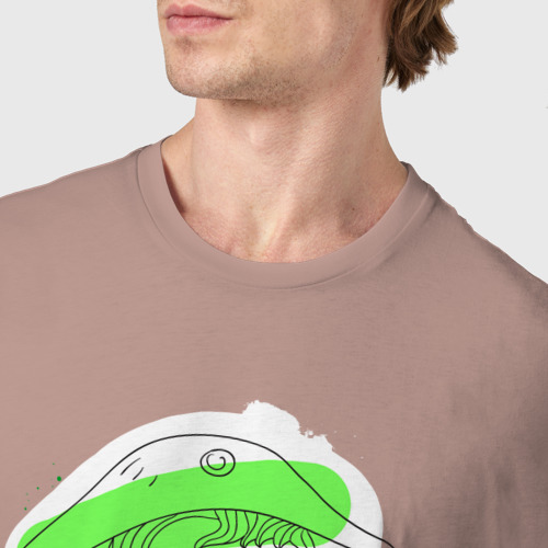 Мужская футболка хлопок Наполеон лайн арт портрет, цвет пыльно-розовый - фото 6