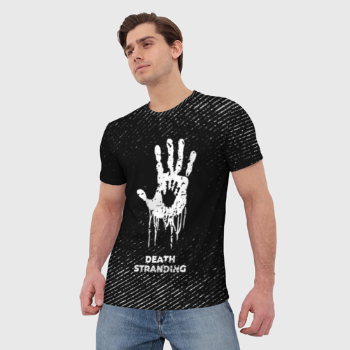 Мужская футболка 3D Death Stranding с потертостями на темном фоне, цвет 3D печать - фото 3
