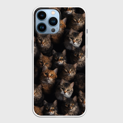 Чехол для iPhone 14 Pro Max с принтом Паттерн из котов, вид спереди #2