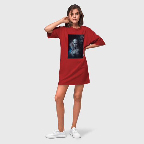 Платье-футболка хлопок Девушка и маг, цвет красный - фото 3