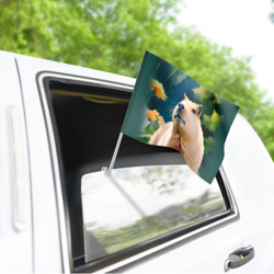 Флаг для автомобиля Портрет капибары в летнем саду - фото 2