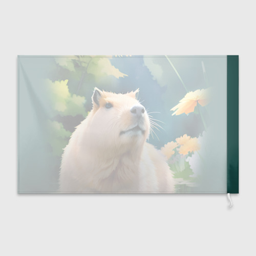 Флаг 3D Портрет капибары в летнем саду - фото 2