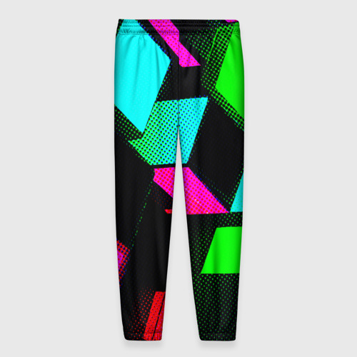Мужские брюки 3D Неоновые светящиеся кубики, цвет 3D печать - фото 2