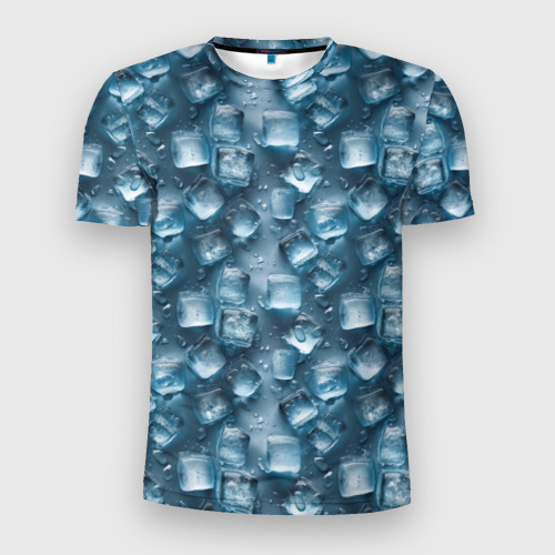 Мужская футболка 3D Slim с принтом Сочная текстура из ледяных кубиков, вид спереди #2