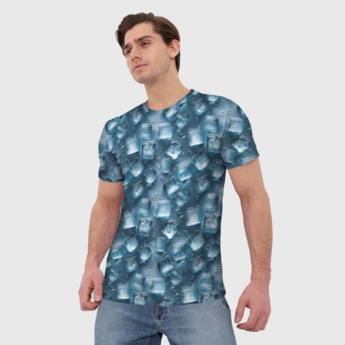 Мужская футболка 3D с принтом Сочная текстура из ледяных кубиков, фото на моделе #1