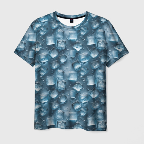 Мужская футболка 3D с принтом Сочная текстура из ледяных кубиков, вид спереди #2