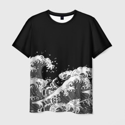 Японские волны на темном фоне – Мужская футболка 3D с принтом купить со скидкой в -26%